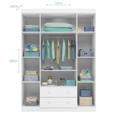 Imagem de Guarda Roupa Infantil Lívia 4 Portas E 2 Gavetas Branco - Phoenix Baby Branco