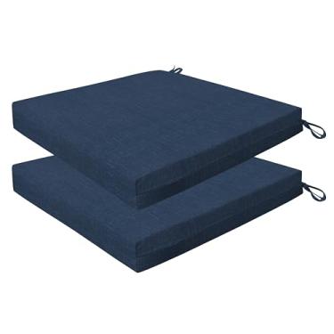 Imagem de Honeycomb Essentials Conjunto de almofada quadrada para ambientes externos, 48 cm x 48 cm, almofada para cadeira de pátio azul marinho com textura Hampton