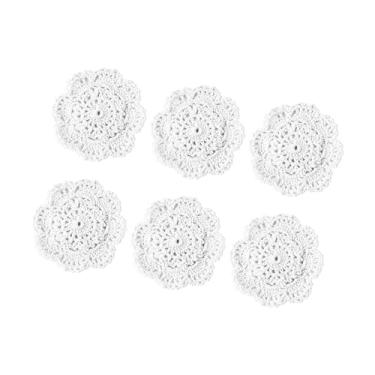 Imagem de IEUDNS 6x jogos americanos de mesa, jogos americanos de algodão em crochê à mão, bases para copos redondas de algodão em crochê para festas de aniversário na, Bege