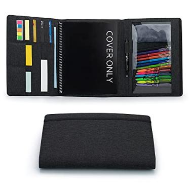 Imagem de Kaitiaki Capa fólio compatível com Rocketbook Fusion, Panda, Everlast, tecido impermeável, multiorganizador com alça para caneta, bolso com zíper, porta-cartões de visita, serve para caderno tamanho A4, preta