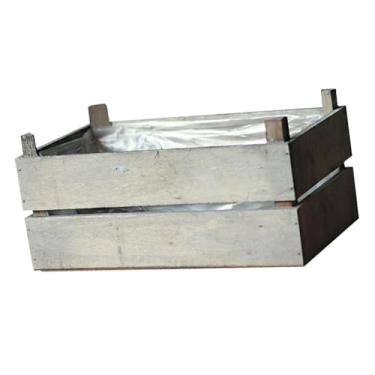 Imagem de IEUDNS Caixa de madeira retangular estilo country, vaso de plantas, suporte para flores, caixa decorativa para centro de mesa ao ar livre