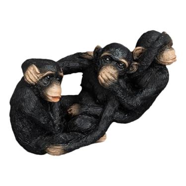 Imagem de Rrlihjgu Estatuetas De Macaco - Estátua De Macaco Sábio Pequena Em Resina Para Mesa | Figura Decorativa Animal Para Escritório Sala Jardim Varanda Prateleira