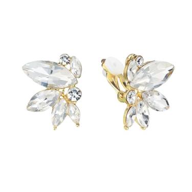 Imagem de Crysdue Brincos de pressão para mulheres, bijuteria de cristal brilhante marquise strass para festa de formatura de casamento, Zinco, Cristal