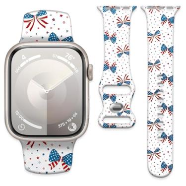 Imagem de Pulseira de substituição de silicone macio de 38 mm, 40 mm, 41 mm e 42 mm com fecho clássico para Apple Watch Series SE 10, 9, 8, 7, 6 5 e Utral (vermelho azul)