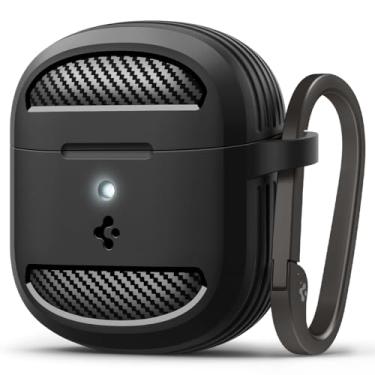 Imagem de Spigen Rugged Armor Capa projetada para Google Pixel Buds 2a (2025) com chaveiro - Preto Fosco