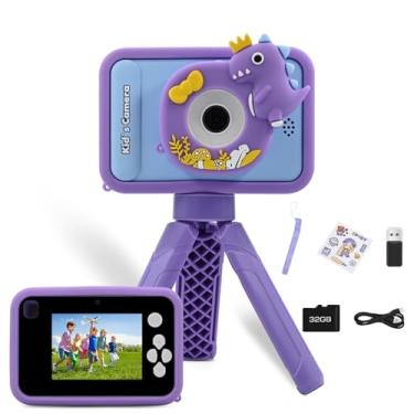 Imagem de Fretrecy Câmera Infantil Com Tripé Para Meninas E Meninos De 3 A 10 Anos, Digital Vídeo 1080P 48Mp Crianças 3, 4, 5, 6, 7 8 Presente Natal Aniversário, Cartão Sd 32 Gb (Roxo)