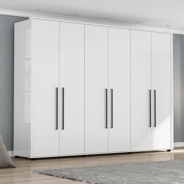 Imagem de Guarda Roupa Roupeiro Casal 6 Portas 6 Gavetas Coimbra Branco Politorno Móveis