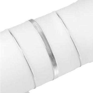 Imagem de Conjunto 3 Pulseira Prata Maciça 925 2 Rabo Rato 1 Laminada - Lojas La