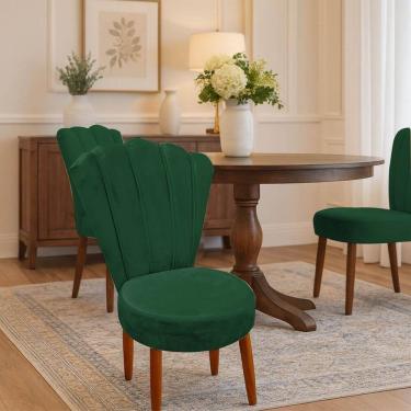 Imagem de Conjunto 2 Cadeiras Estofadas Sala De Jantar Anna Suede Verde
