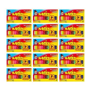 Imagem de Kit 15 Massinha De Modelar 12 Cores Magix 180g Multicolor