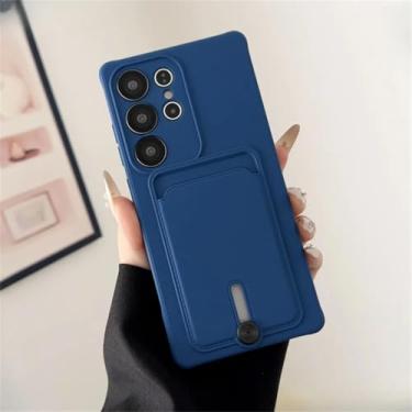 Imagem de Capa de silicone líquido para Samsung Galaxy S25 S24 S23 S22 S21 S20 Ultra Plus FE Capa com suporte para cartão para Samsung A56 A55 A54 A34 A53 (para Galaxy S24 FE/azul marinho)