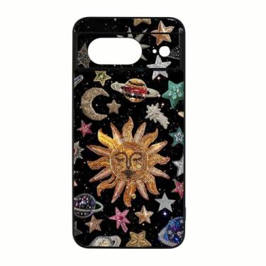 Imagem de qizjio Capa de telefone vintage de mosaico celestial à prova de choque com pingente de astrologia céu noturno capa de telefone para Google Pixel 8