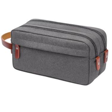 Imagem de Necessaire Unissex Masculina Bolsa Para Viagem Trabalho Organizador Impermeável 2 Compartimentos Grande 2 Bolsos Organizadores (Cinza)