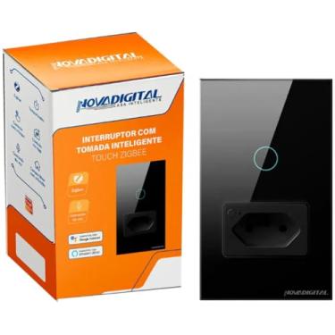 Imagem de Interruptor Touch de 1 Tecla com Tomada de 20A Inteligente Zigbee Preto