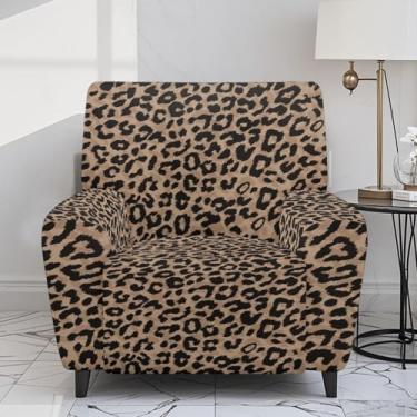 Imagem de Hwzdsyxl Capas para poltronas reclináveis com estampa de leopardo marrom, 4 peças, antiderrapante, protetor de móveis, capa de sofá com bolso de armazenamento para sala de estar