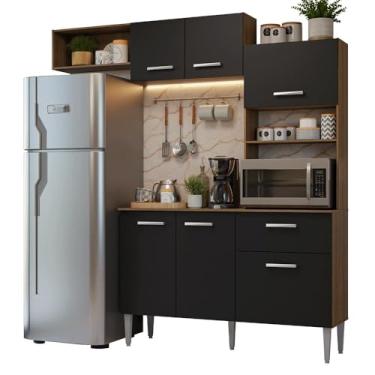 Imagem de Armário de Cozinha Compacta 196cm Rustic/preto Aura Madesa 01