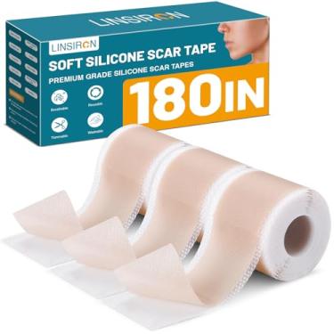 Imagem de LINSIRON Fita de silicone para cicatrizes para marcas cirúrgicas (pacote com 3, 4 x 152 cm)
