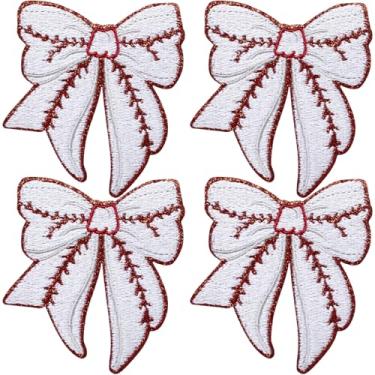 Imagem de STSTR 4 peças de adesivos de futebol de ferro, adesivos de laço estilo esportivo, adesivos costurados para mulheres, adesivos bordados para jeans, jaquetas, mochilas - branco, 8 cm x 7 cm