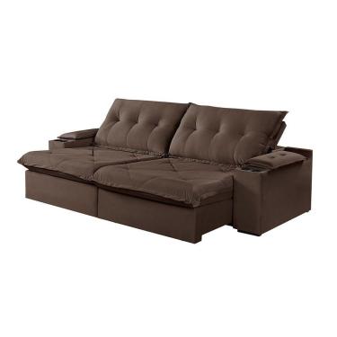 Imagem de Sofá 4 Lugares Retrátil Martins M-163 Com Acessórios Veludo Marrom