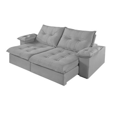 Imagem de Sofá 4 Lugares Retrátil E Reclinável Martins M-183 Veludo Cinza