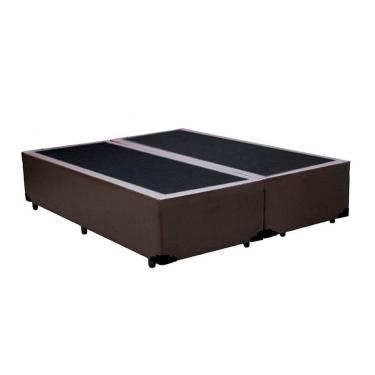 Imagem de Cama Box Queen Bipartido Xerife Sintético Marrom 40x158x198