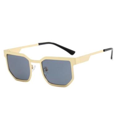 Imagem de Óculos de sol punk metal fashion masculino e feminino, óculos para esportes ao ar livre, viagem, dirigir, pesca, UV400 (cinza dourado)