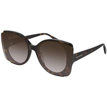 Imagem de Óculos de sol Alexander McQueen (AM-0250-S 003) Havana escuro - lentes dégradé marrom cinza preto