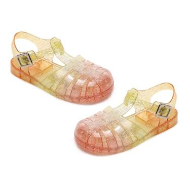 Imagem de Amtidy Jelly Shoes para meninas, sandálias de pescadores infantis, sandálias de aniversário de princesa com glitter, Amarelo pastel, 10 Toddler