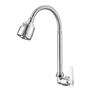 Imagem de Torneira Cozinha Gourmet Parede Mangueira Flexível 1/4 De Volta Cromada Dois Jatos