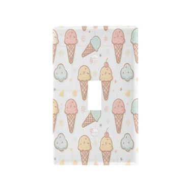 Imagem de Blueangle Capa para placa de parede para interruptor de luz - Capa decorativa para interruptor de luz com padrão de sorvete, placa de parede, tamanho 1 gangue 4,53 x 2,76 polegadas (476)