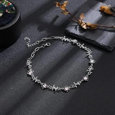 Imagem de Pulseiras góticas punk de arame farpado para mulheres, pulseiras coloridas de zircão hip hop rock ajustável para mulheres e homens