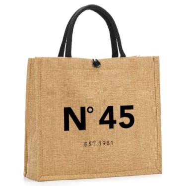 Imagem de NGLIV Presentes de aniversário 30, 40, 45, 50, 55, 60, 65, 70, 75 anos, presentes de aniversário para mulheres, sacolas de compras reutilizáveis, Est1979, Medium