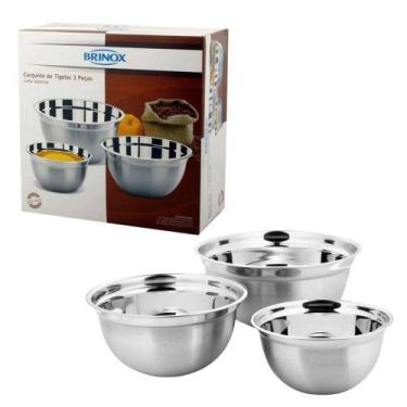 Imagem de Conjunto de Tigelas 3 Peças Suprema em Aço Inox Durável Brinox - 2107/