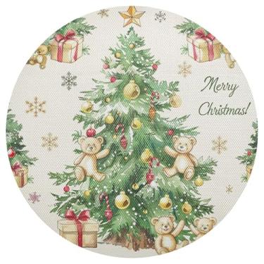 Imagem de xigua Jogo americano redondo para árvore de Natal, conjunto de 1, tapete de mesa redondo antiderrapante resistente ao calor, tapetes de mesa de 48 cm para decoração de cozinha, jantar e festa