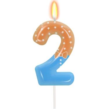 Imagem de Velas de aniversário azuis laranjas, 3º número para bolo, número 3, topo de bolo, para velas temáticas de jogos, decoração de aniversário, suprimentos para celebrações de aniversário (2)