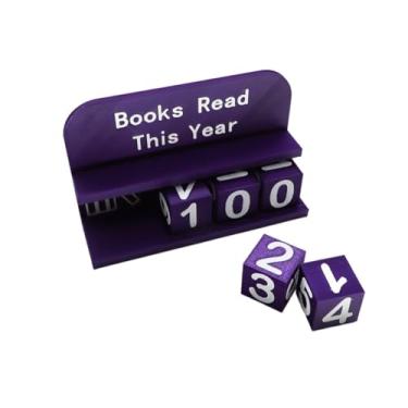 Imagem de Book Counter for Reading Goal Display, 3D Printed Book Counter Sign With 5 Dice, Custom Books Bookshelf & Office Desk Ornament, Gift For Bookwormand, Library Lovers (Purple)