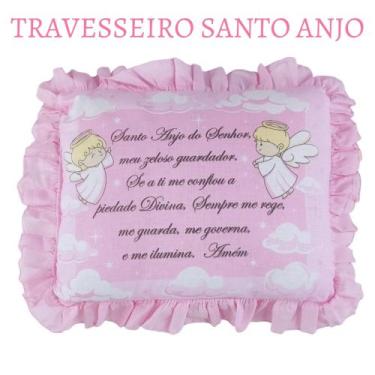 Imagem de Travesseiro Bebê Oração do Santo Anjo do Senhor Infantil Macio e Confo