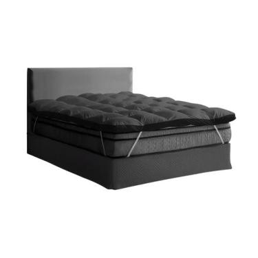 Imagem de Pillow Top Solteiro Fibra Siliconada Super Volumosa Cinza e Preto - Tu