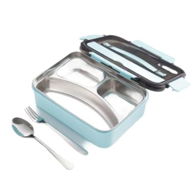 Imagem de Kit 6 Tigelas Inox Com Tampa Potes Redondos 340ml a 1400ml Lancheira Jogo de Pote Hermético(Aço inoxidável（Azul）)