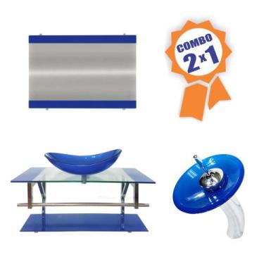 Imagem de Combo 2 em 1 - Gabinete 90cm Romênia + Torneira Ibiza - EKASA, Azul Es