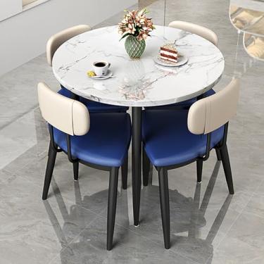 Imagem de Conjunto de jantar de 5 peças, conjunto pequeno de mesa de jantar e cadeira de café para 4, mesa redonda de sala de conferência, mesa de recepção e combinação de cadeira, para cozinha, sala de jantar