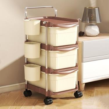 Imagem de Carrinho organizador de gavetas, armário de armazenamento com alça, carrinhos de rodinhas com rodas, prateleiras de banheiro à prova d'água, para cozinha, escritório, dormitório, sala de estar