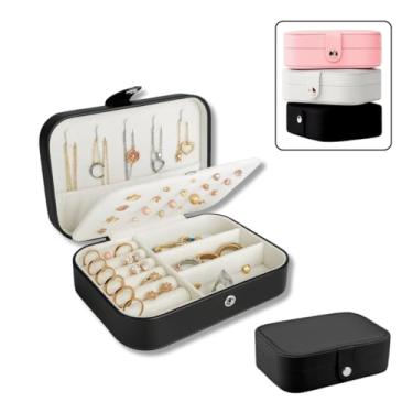Imagem de Porta Jóias Portátil Viagem em Couro Premium com Compartimentos para Anéis Brincos (ROSA)