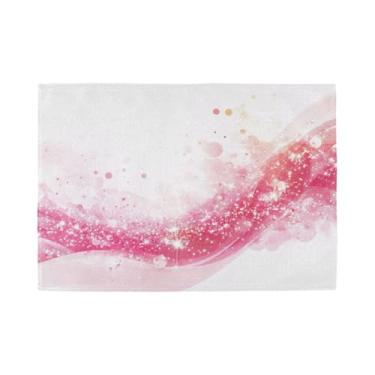 Imagem de Burbuja Jogo americano com glitter rosa, conjunto de 4 tapetes de mesa laváveis antiderrapantes, resistentes ao calor para cozinha, mesa de jantar, ambientes internos e externos