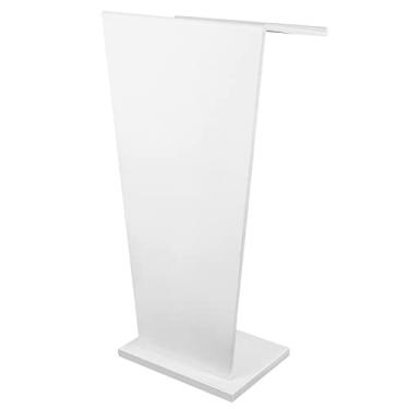 Imagem de Suporte de pódio moderno de madeira de 110 cm de altura, suporte branco para conferências e debate, mesa de leitura ajustável para falar em público, móveis de apresentação profissional