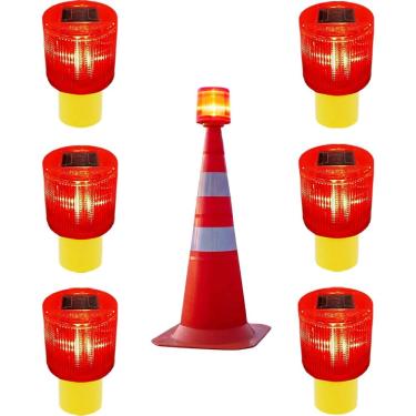 Imagem de Sinalizador Solar Kit 6 Estrada Rodovia Cone Transito Avenida Acidente Fiscal Segurança