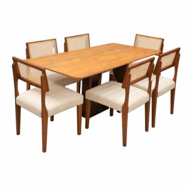Imagem de Mesa de Jantar Dubai Flex 160x80cm Sem Vidro e 6 Cadeiras Grecia em Li
