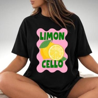 Imagem de Camiseta Oversized Casual Italia Capri Limão Tropical 100 Algodão Feminina-Feminino
