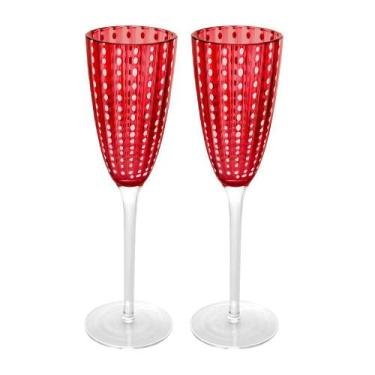 Imagem de 2 Taças para Champanhe Wolff de Vidro Vermelho 200ml
