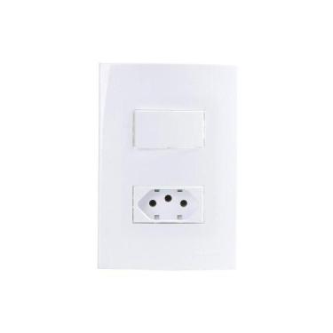 Imagem de Interruptor Simples 10a E Tomada 2p+t 10a Margirius Sleek Com Placa 4x